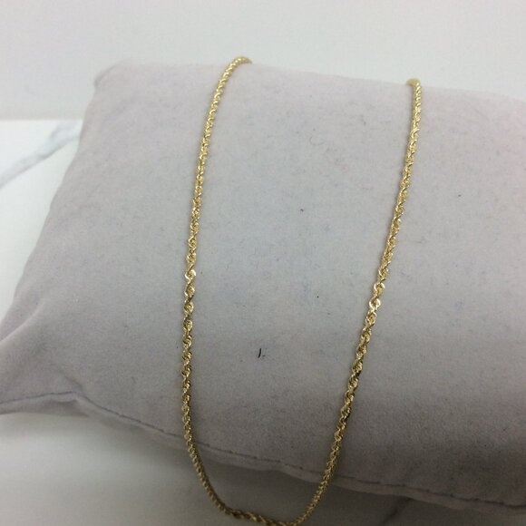 14K SOLID YELLOW REAL GOLD Rope  NECKLACE CHAIN  3.40GR   16''  1.30MM - Picture 1 of 8